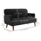 Velvet 2-Seater Loveseat Sofa with Wood Legs - Black