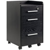 3-Drawer Filing Cabinet with Lock on Wheels - Black