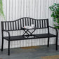 Metal Outdoor Bench with Liftable Middle Table, Patio Loveseat, Garden Bench for Lawn, Porch, Seats 2–3 People, Black