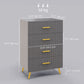 4 Drawer Cabinet, Drawer Chest for Bedroom, Chest of Drawers with Aluminium Legs and Gold Handles, Dark Grey