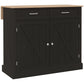 Kitchen Island with Drop Leaf and 2 Drawers - Black