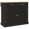 Kitchen Island with Drop Leaf and 2 Drawers - Black