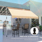 10x5ft Manual Retractable Awning, Patio Sun Shade Canopy Shelter with 5.6-9.2ft Support Pole, Water Resistant UV Protector, for Window, Door, Porch, Deck, Yellow