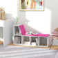 Multi-Purpose Bookshelf with 5 Cubes, 5-Cubby Bookcase with Cushioned Reading Nook and Storage Shelves, Pink
