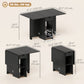 Folding Dining Table with Storage, Drop Leaf Kitchen Table with Drawer and Shelves for Small Spaces, Black