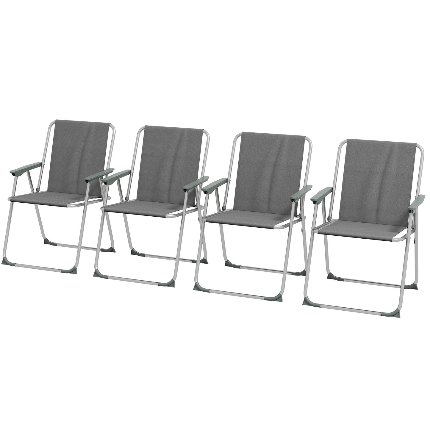 4 Pack Outdoor Folding Chair Set, Portable Camping Chairs with Armrest, Oxford Fabric Seat, Outdoor Chairs, Grey