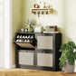 Narrow Shoe Storage Cabinet, Rattan Shoe Cabinet with 4 Flip Drawers and Adjustable Shelves for 20 Pairs, Black