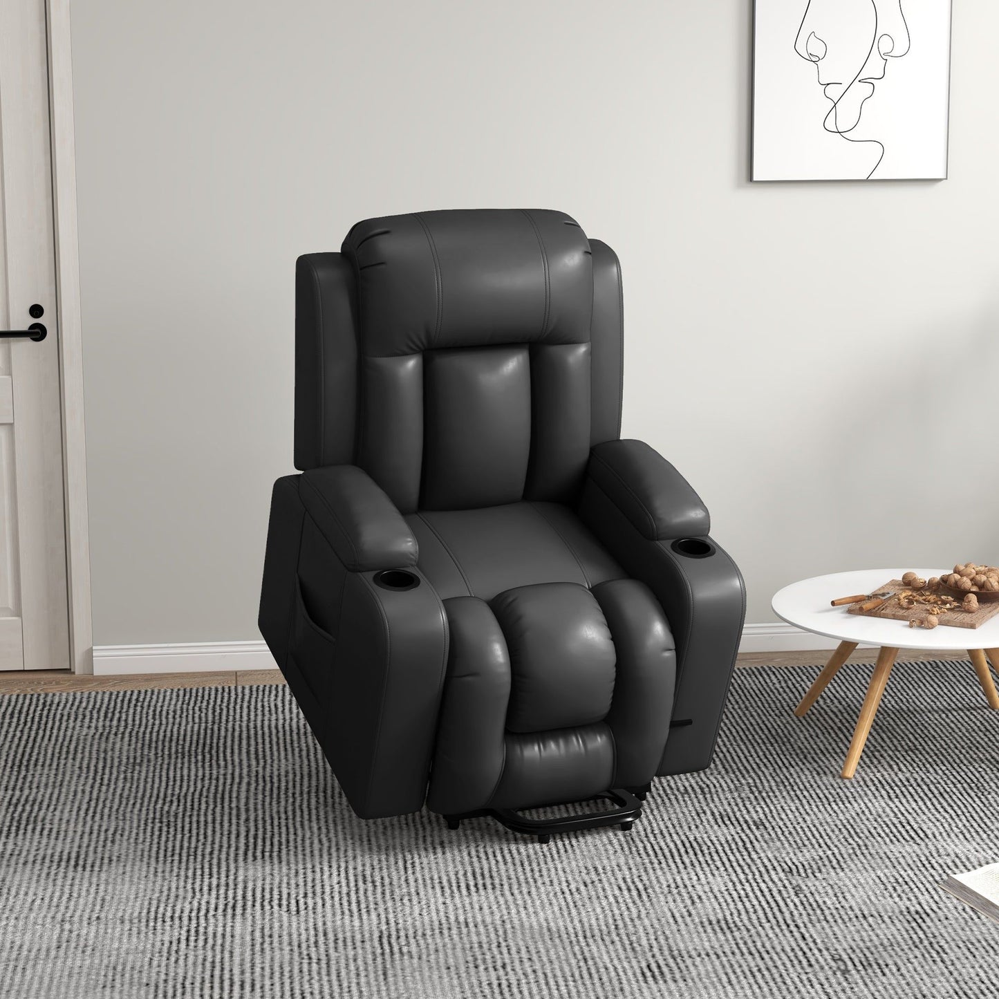 Power Lift Recliner with Footrest and Remote - Grey