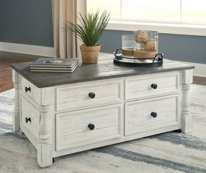 Havalance - White / Gray - Lift Top Cocktail Table with Storage Drawers - Forward Furniture