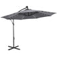 10ft Outdoor Cantilever Umbrella with Solar Lights, Banana Umbrella with Adjustable Angle for Patio, Backyard, Dark Gray