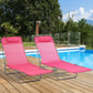 Set of 2 Folding Chaise Lounge Chairs, Outdoor Poolside Sun Tanning Chairs w/ Pillow, Reclining Backrest, Pink