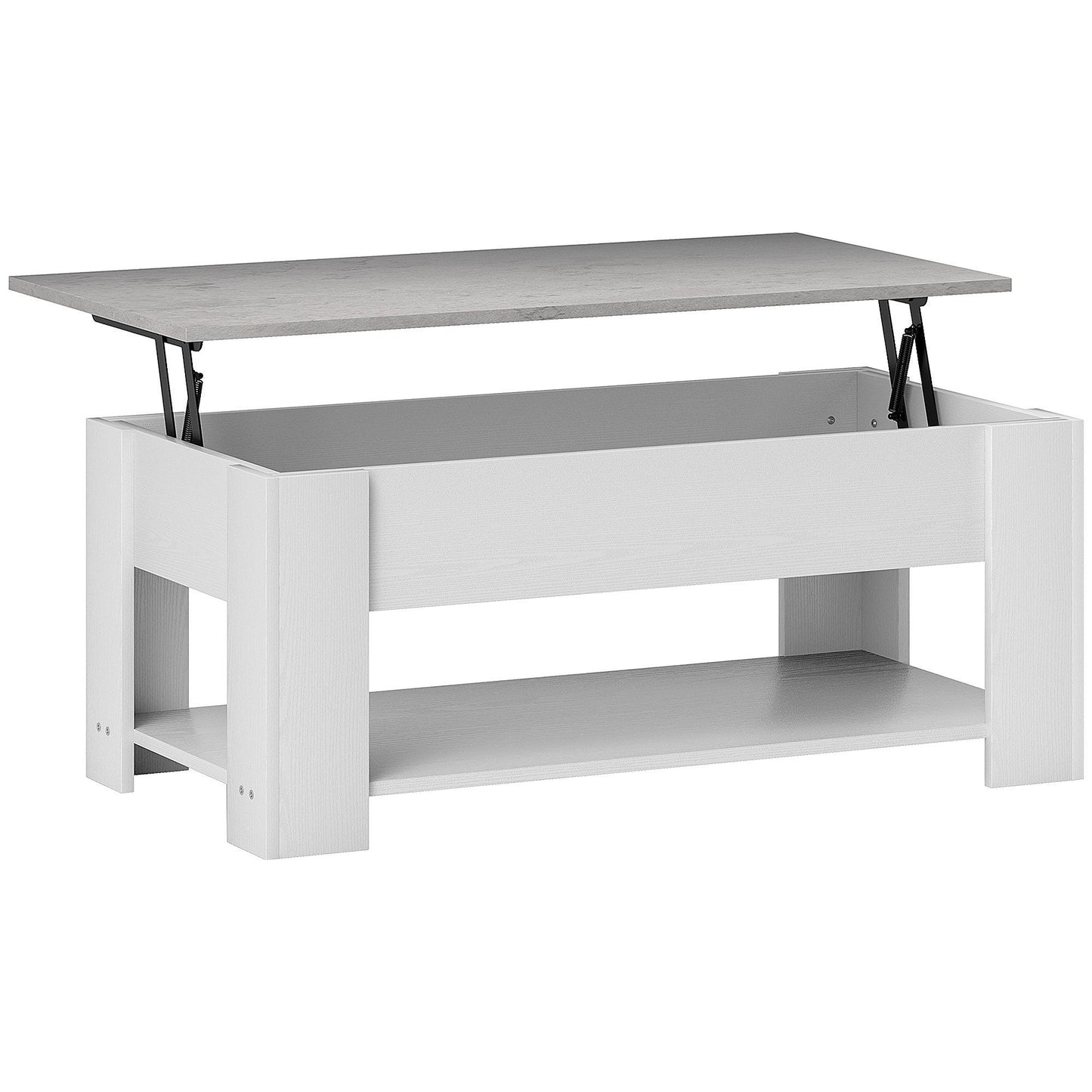 Lift-Top Coffee Table with Hidden Storage - White