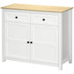 Kitchen Storage Cabinet with Drawers and Shelf - White