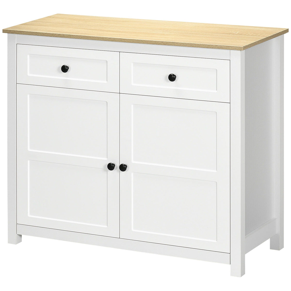 Kitchen Storage Cabinet with Drawers and Shelf - White