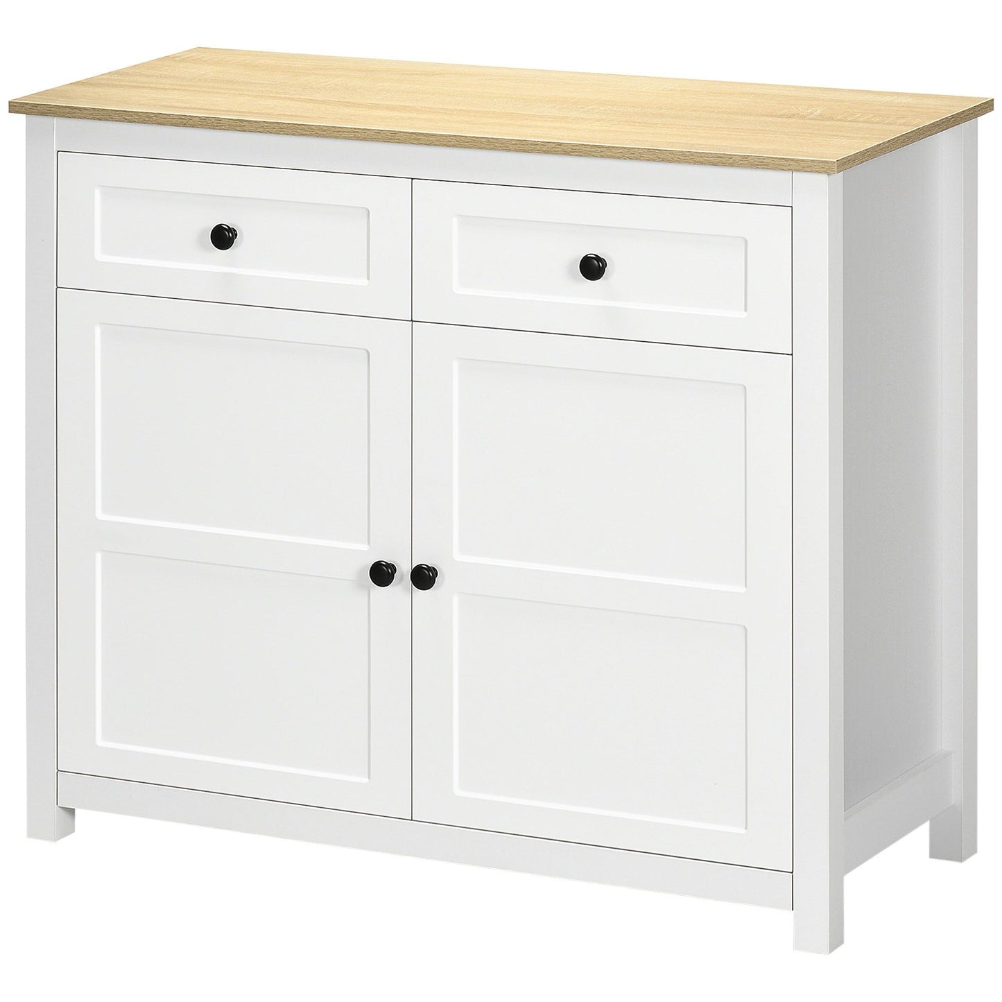 Kitchen Storage Cabinet with Drawers and Shelf - White