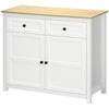 Kitchen Storage Cabinet with Drawers and Shelf - White