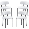 Set of 4 Berber Fleece Dining Chairs - Cream White