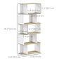 5-Tier Bookshelf, Geometric S Shaped Bookcase, Tall Narrow Display Shelf for for Living Room, Study Room, White
