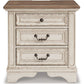 Realyn - Three Drawer Night Stand - White / Brown / Beige