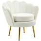 Velvet Club Accent Chair with Gold Legs - Cream White