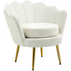 Velvet Club Accent Chair with Gold Legs - Cream White