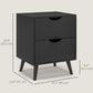 2-Drawer Nightstand with Wood Legs - Black