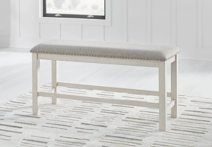 Robbinsdale - Antique White - Dbl Counter Height Upholstered Dining Bench - Forward Furniture