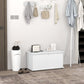 31.5" Storage Chest with 2 Safety Hinges, Storage Box Organizer with Flip-Top Lid, Entryway Storage Bench, Oak