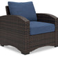 Windglow - Blue / Brown - Lounge Chair With Cushion