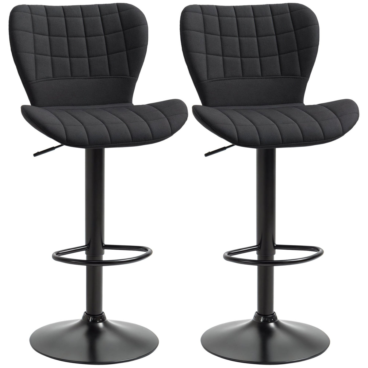 Adjustable Swivel Bar Stools Set of 2 - Black