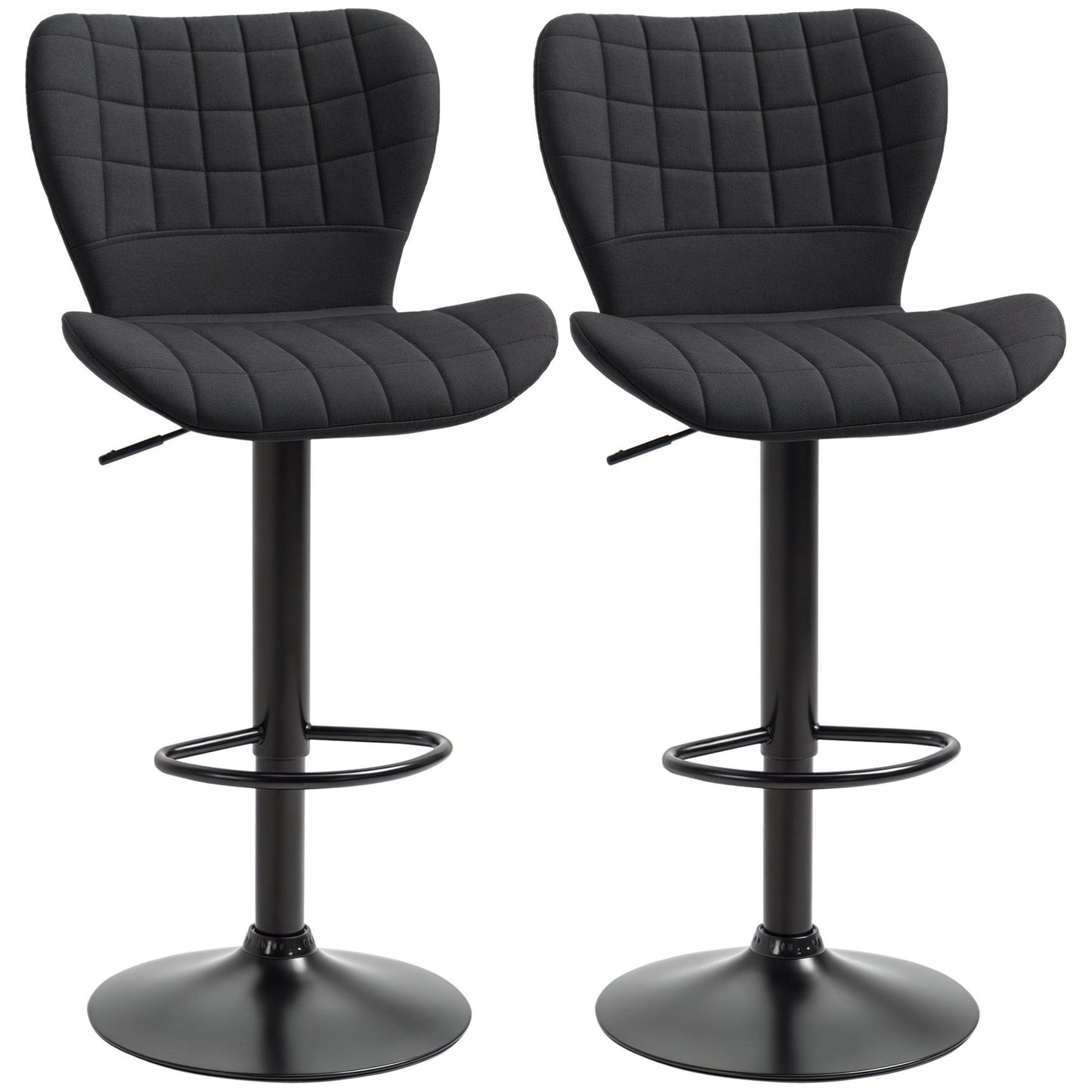 Adjustable Swivel Bar Stools Set of 2 - Black