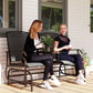 Patio Glider Rocking Chair 2 Person Outdoor Loveseat Rocker Garden Furniture Bench, Black