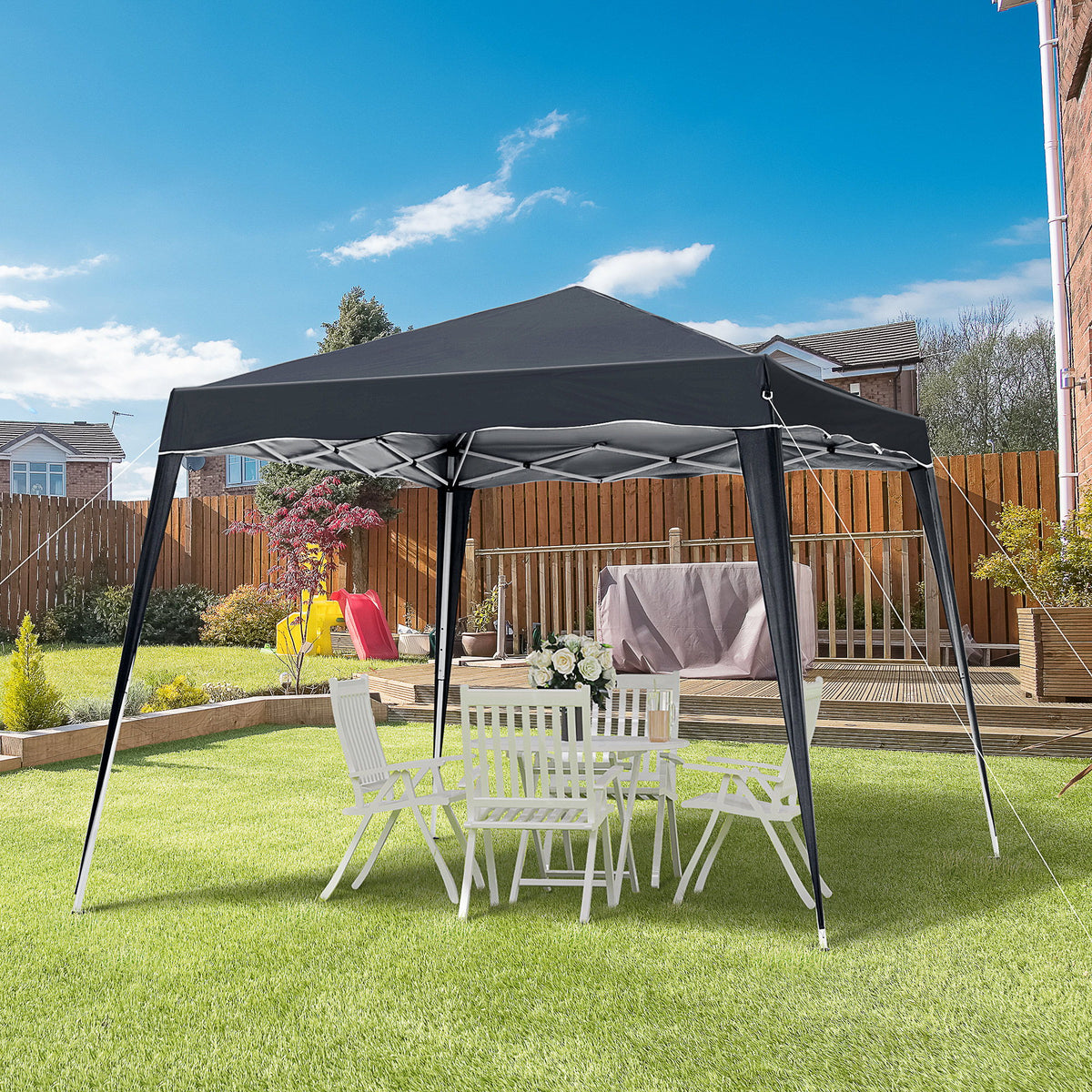 8' x 8' Pop Up Canopy, Outdoor Foldable Tent, Portable Canopy Tent with Carrying Bag for Camping, Party, Picnic, Black