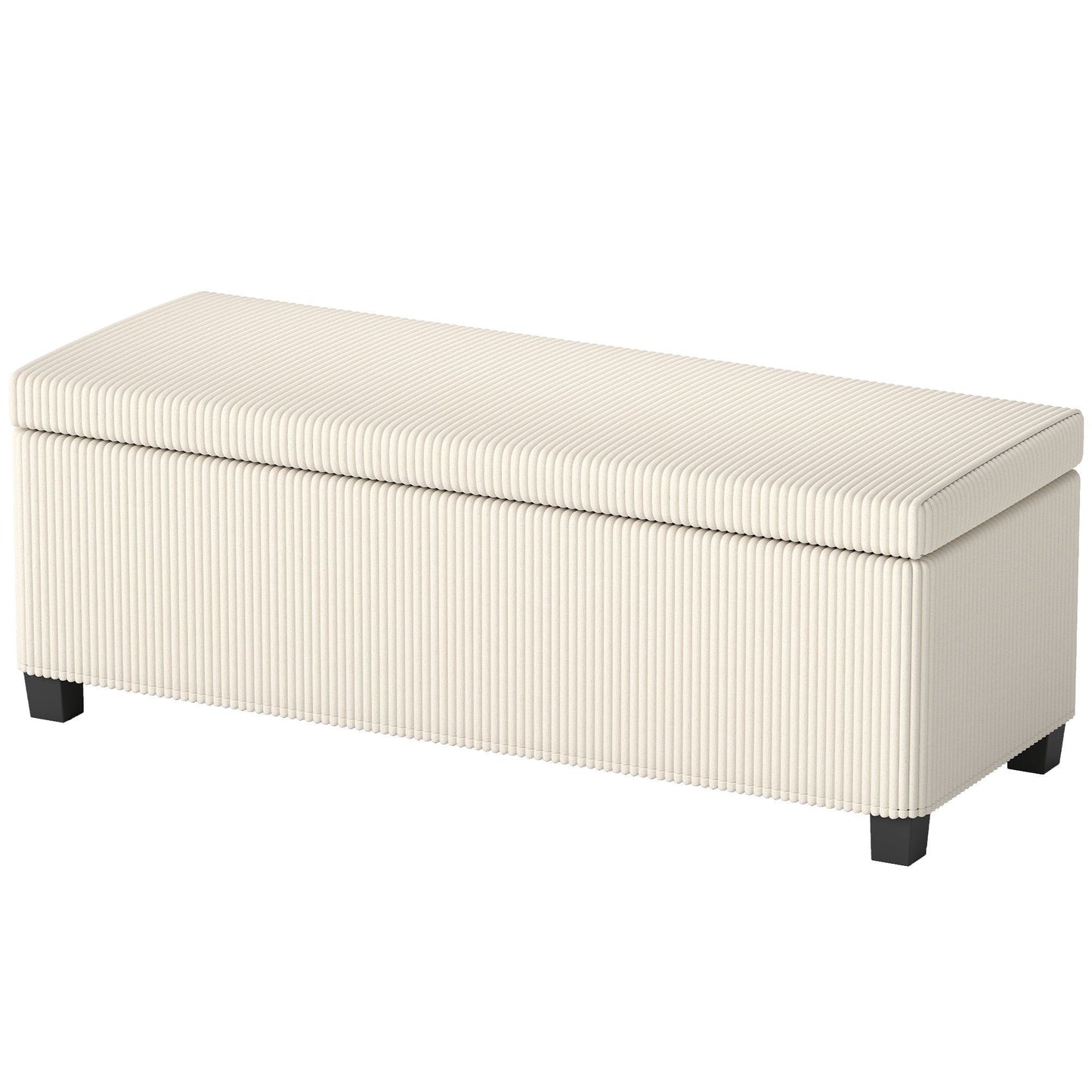 44" Corduroy Storage Ottoman Bench - Beige