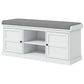 Shoe Storage Bench with Cushioned Seat & 2 Cabinets - White