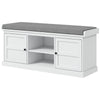 Shoe Storage Bench with Cushioned Seat & 2 Cabinets - White