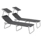 2Pcs Outdoor Lounge Chair, Adjustable Folding Chaise Lounge with Sun Shade for Beach, Camping, Hiking, Grey