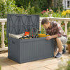70 Gallon Deck Box, Resin Outdoor Storage Box with Handles, Waterproof Storage Container for Garden Tools, Dark Grey