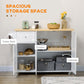 Rolling Kitchen Island with Storage, Utility Kitchen Island Cart with Drawer, Cabinets, Towel Rack and Rubber Wood Top
