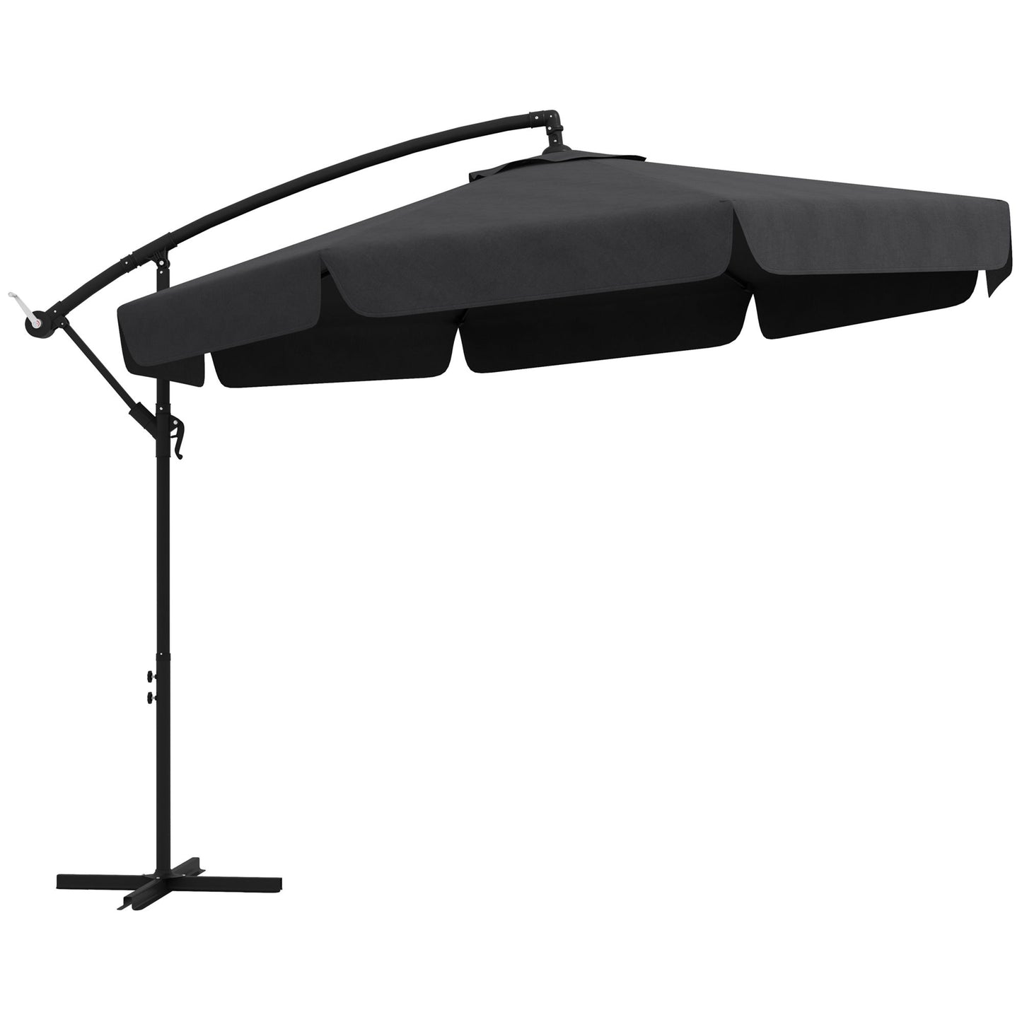 11 FT Cantilever Patio Umbrella Offset Parasol with Cross Base and 8 Ribs for Garden, Black