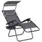 Outdoor Zero Gravity Reclining Lounger Chair with Canopy Shade, Side Tray, Cupholder, Dark Grey
