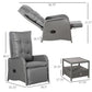 3 Pieces Patio Wicker Bistro Set, PE Rattan Coffee Table & Adjustable Recline Chairs Furniture Set with Cushions and Wood Grain Plastic Top, Grey