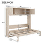 Space-Saving Full Size Murphy Bed with Fold-Down Design, Sturdy Storage Bed with 3 Upper Cabinets, 83" L x 60.5" W x 82" H, Beige