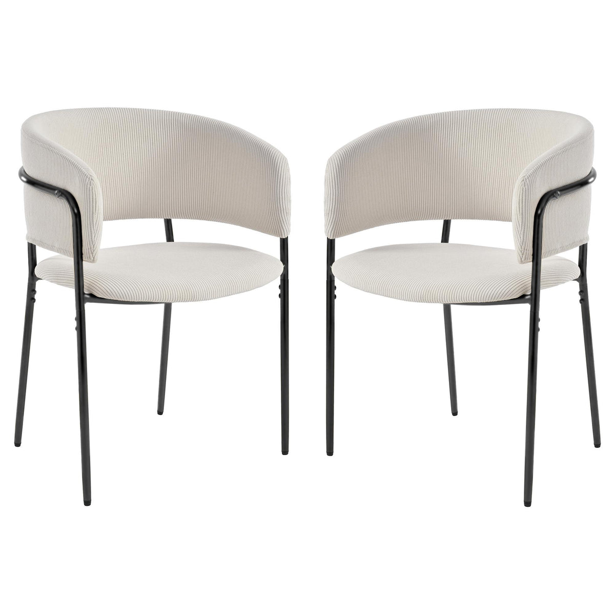 Modern Corduroy Side Chair with Ergonomic Curved Back, Minimalist Lounge Chair for Living Room, 30.5" L x 21.5" W x 19.5" H, Beige