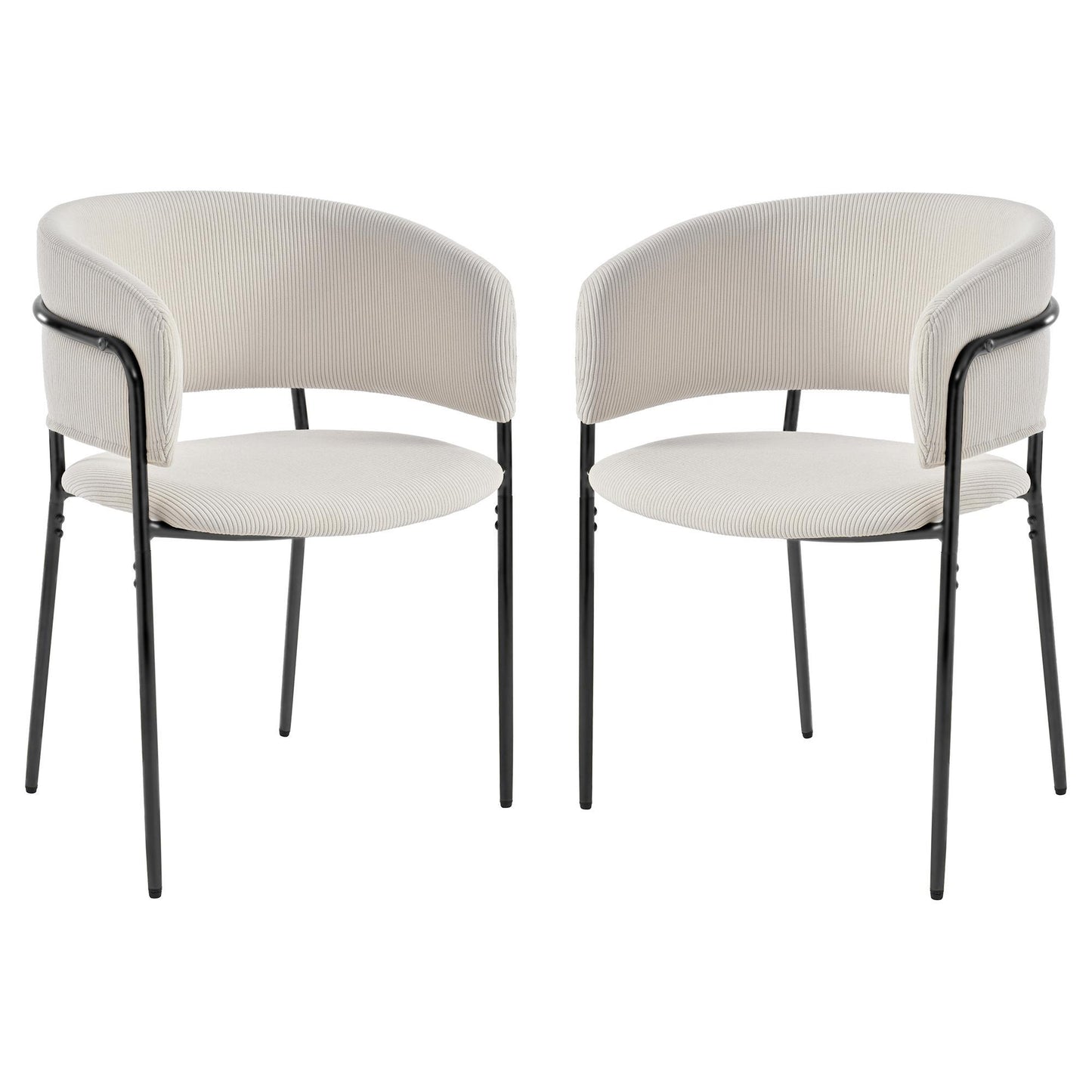 Modern Corduroy Side Chair with Ergonomic Curved Back, Minimalist Lounge Chair for Living Room, 30.5" L x 21.5" W x 19.5" H, Beige
