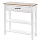 30" Narrow Console Table with Drawer - White