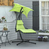 Outdoor Hammock Chair with Stand, Floating Chaise Lounge Chair with Soft Padded Cushion, Hanging Hammock Swing Reclining Seat with Canopy Umbrella, Green