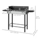 BBQ Rotisserie Grill Charcoal, Split Roaster for Chicken Turkey, 3-Level Grill Grate, Storage Shelves, Stainless Steel