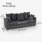 Corduroy Couch, 3 Seater Sofa, Modern Upholstered Couch with Curved Armrests and 8 Removable Pillows, Dark Grey