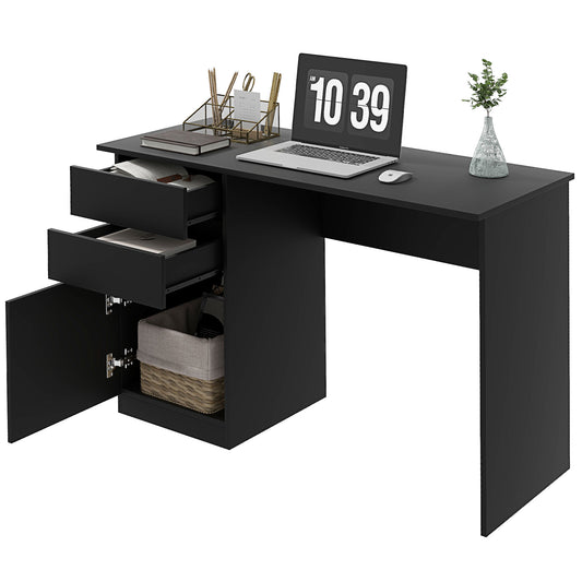 Computer Desk with Drawers and Cabinet - Black